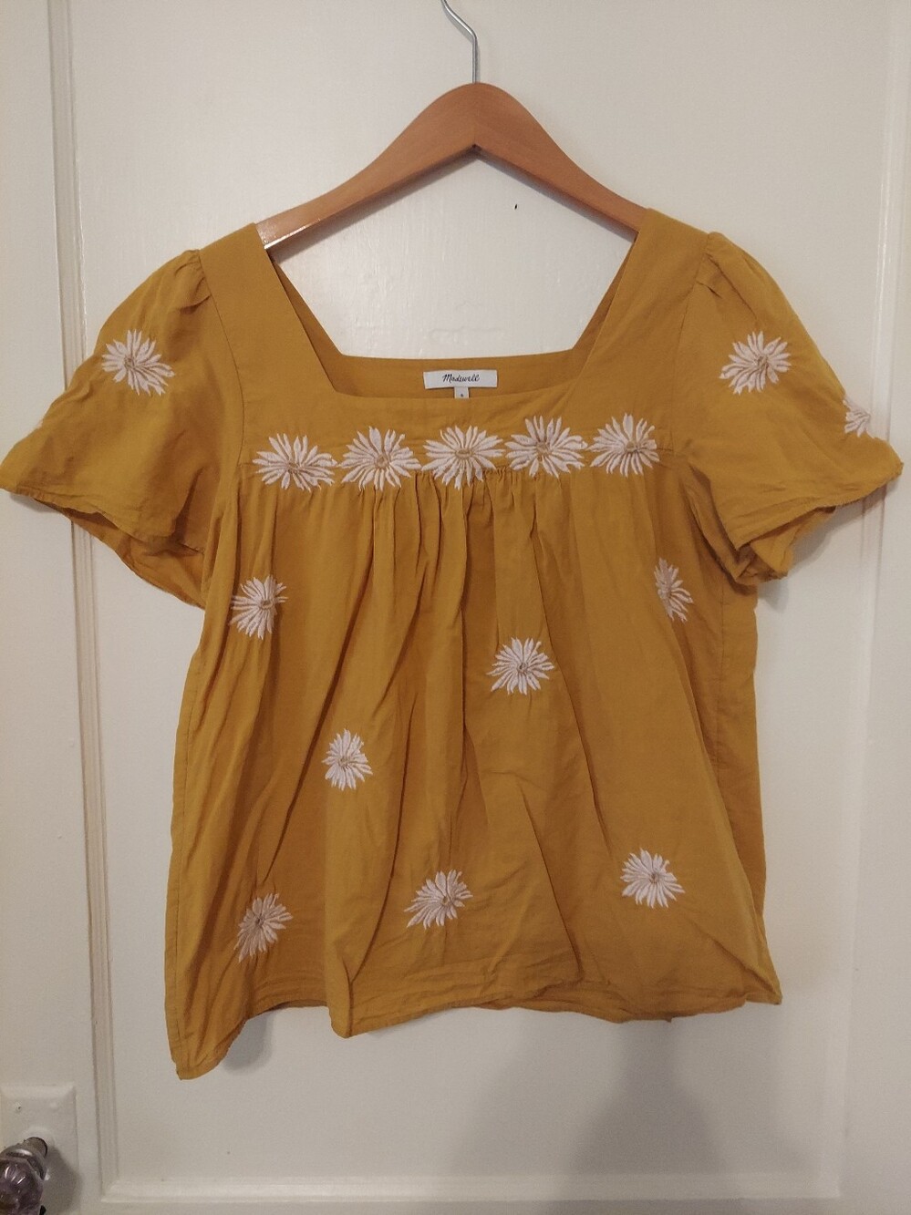 Madewell Floral Embroidered Butterfly Top Small Ruffle Embroidered Boho Peasant